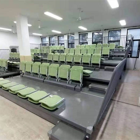 Rear-facing retractable bleacher seats